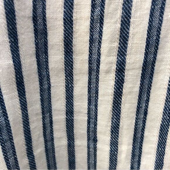 TAHARI 100% Linen Stripe Pullon Pants Size Large Lagenlook Pockets Minimalist - Picture 2 of 12